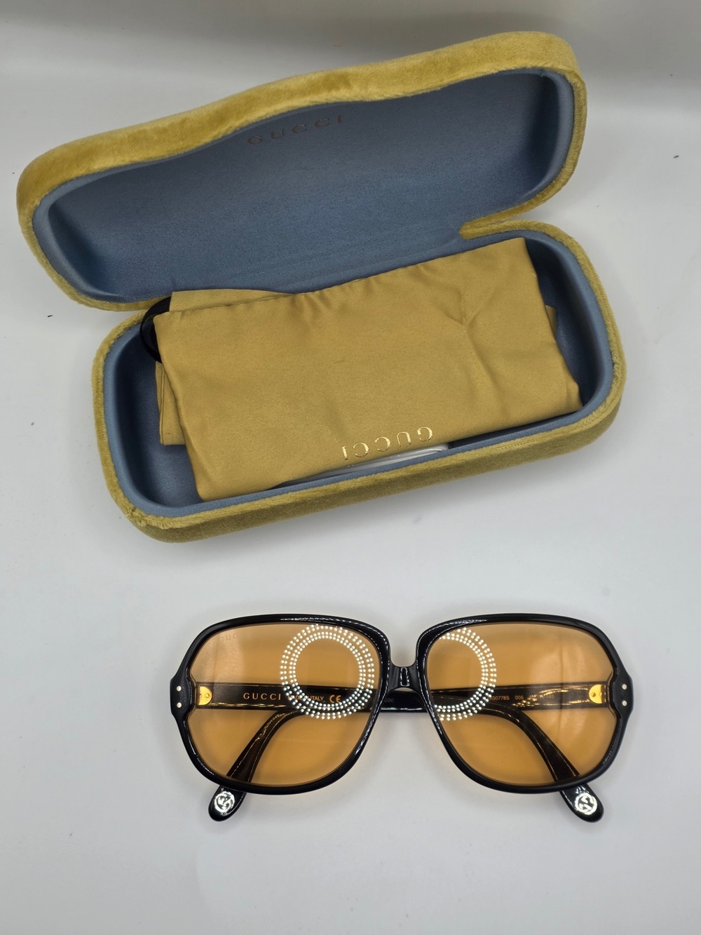 Vintage Gucci Black Frame Sunglasses with Amber Lenses